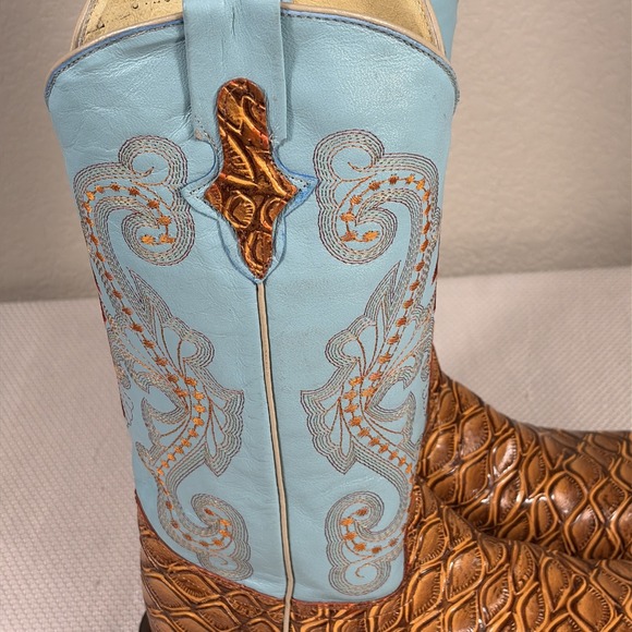 Ferrini Mens Print Cognac Leather Cowboy Boots Style: 9239302080B XCELL - Picture 11 of 15